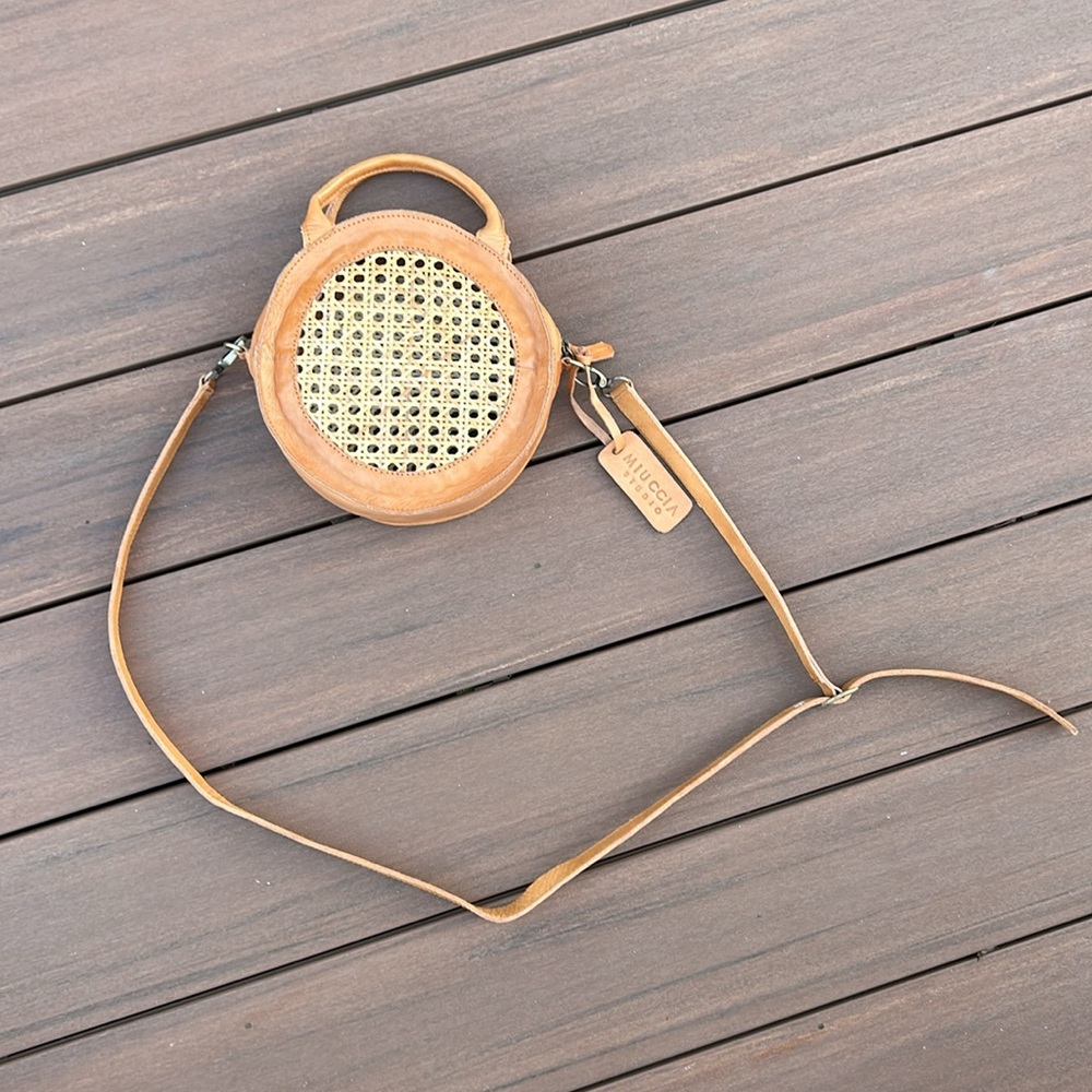 Cane & Leather Crossbody Bag